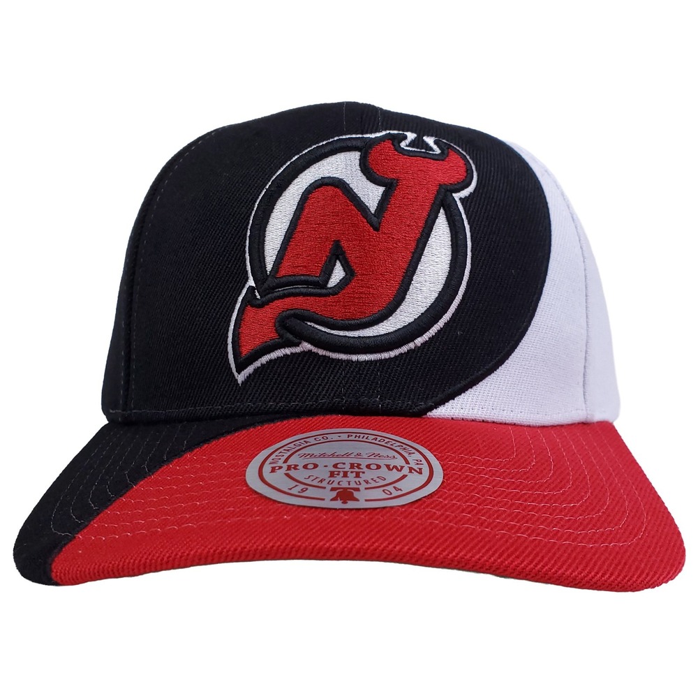 New Jersey Devils Mitchell & Ness NHL Pro Fit Snapback Hat Cap 3D Logo Black NWT